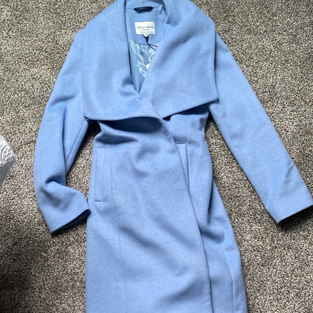 Periwinkle Blue COLE HAAN coat Size 8 NWT
